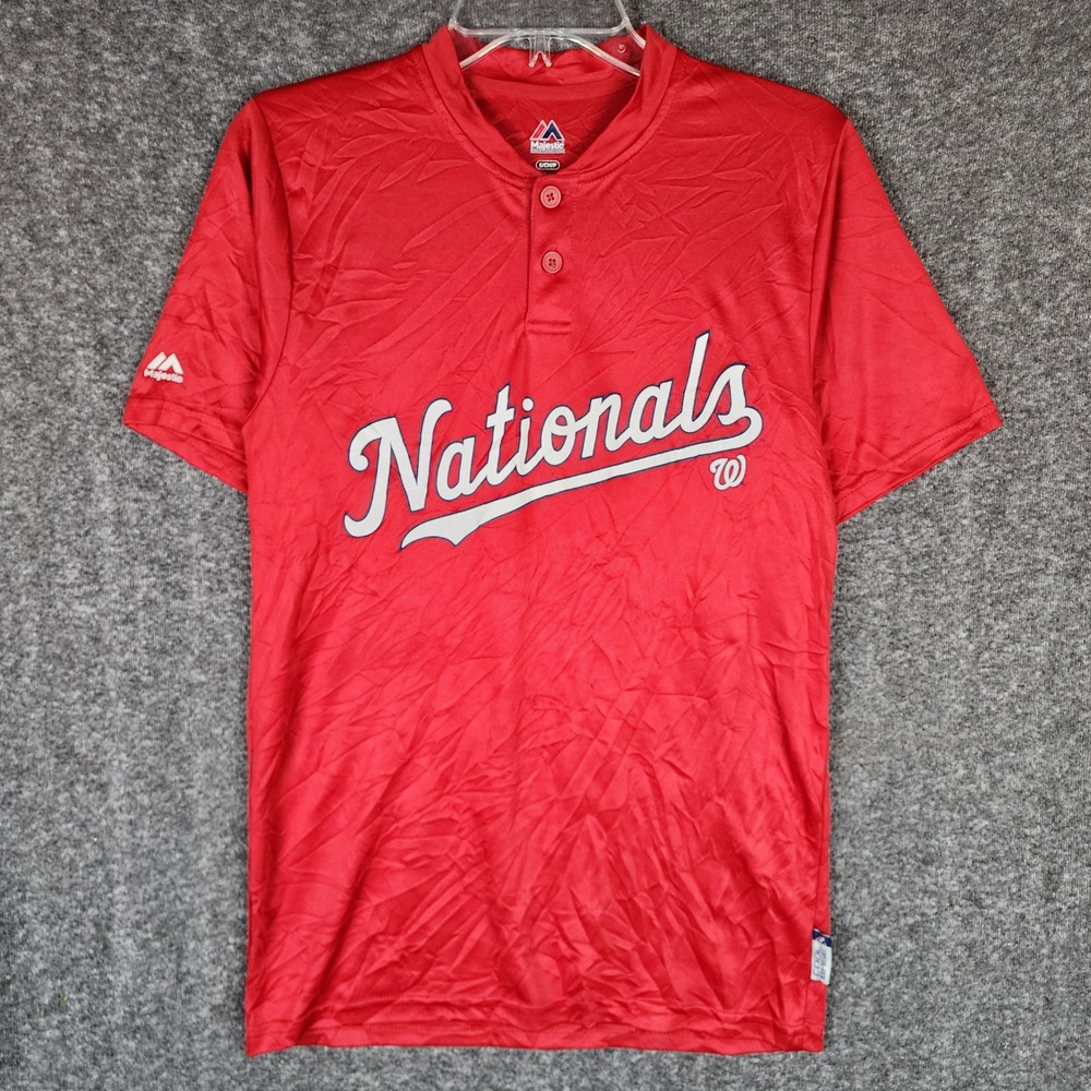 Washington Nationals Jersey Mens S Red MLB Baseball Cool Base Majestic EUC